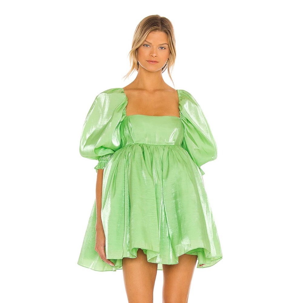 NEW Selkie Puff Dress in color “Avacado” revolve